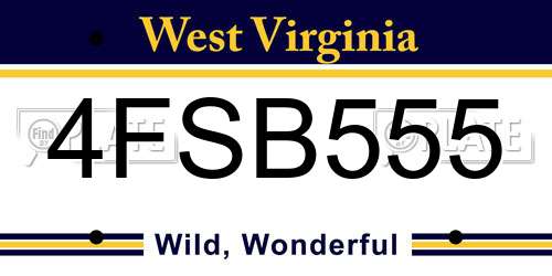 4FSB555 West Virginia License Plate