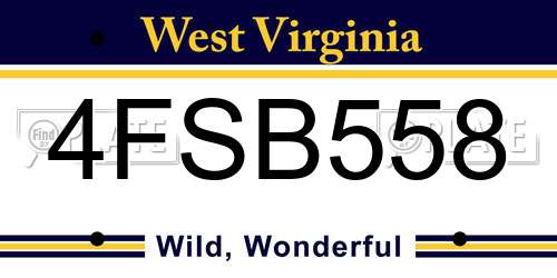 4FSB558 West Virginia License Plate