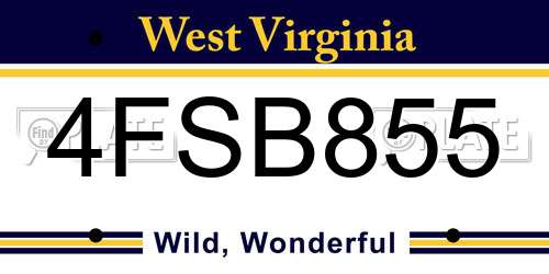 4FSB855 West Virginia License Plate