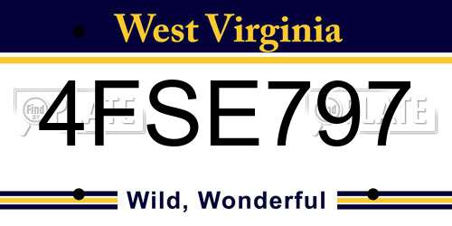 4FSE797 West Virginia License Plate