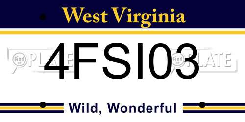 4FSI03 West Virginia License Plate