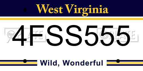 4FSS555 West Virginia License Plate