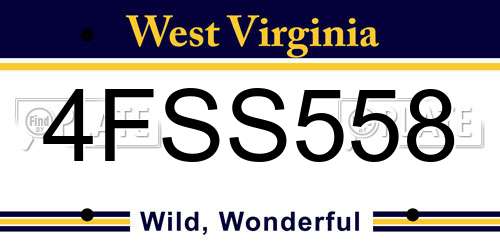 4FSS558 West Virginia License Plate