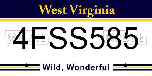 4FSS585 West Virginia License Plate