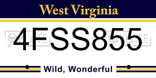 4FSS855 West Virginia License Plate