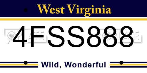 4FSS888 West Virginia License Plate