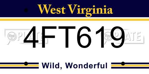 4FT619 West Virginia License Plate