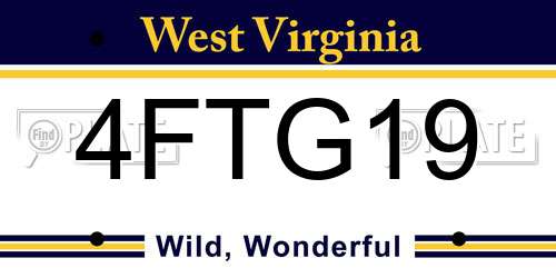 4FTG19 West Virginia License Plate