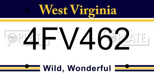 4FV462 West Virginia License Plate