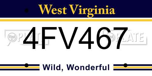 4FV467 West Virginia License Plate