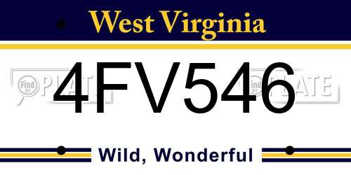 4FV546 West Virginia License Plate