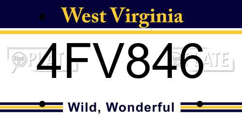 4FV846 West Virginia License Plate