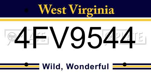 4FV9544 West Virginia License Plate