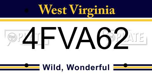 4FVA62 West Virginia License Plate
