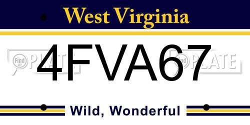 4FVA67 West Virginia License Plate