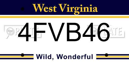 4FVB46 West Virginia License Plate