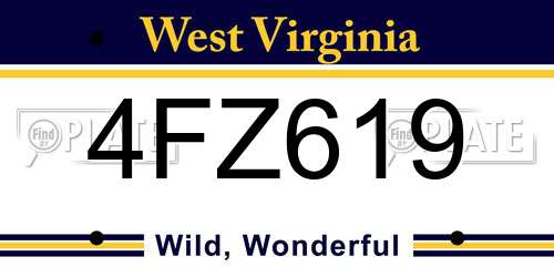 4FZ619 West Virginia License Plate
