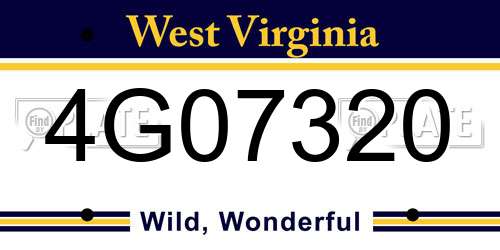 4G07320 West Virginia License Plate