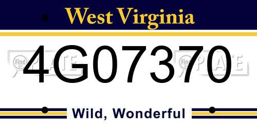 4G07370 West Virginia License Plate
