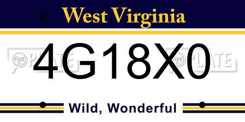 4G18X0 West Virginia License Plate