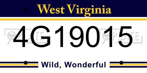 4G19015 West Virginia License Plate