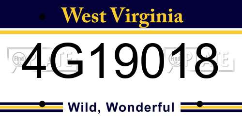 4G19018 West Virginia License Plate