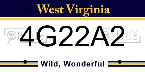 4G22A2 West Virginia License Plate