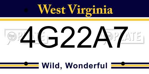 4G22A7 West Virginia License Plate