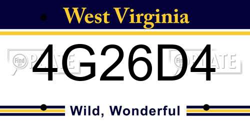 4G26D4 West Virginia License Plate