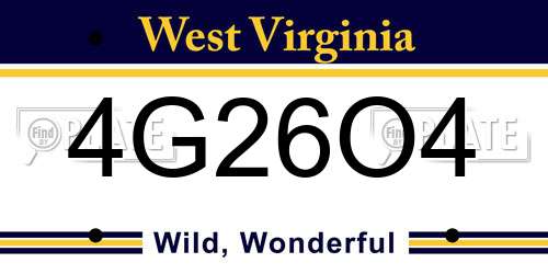 4G26O4 West Virginia License Plate