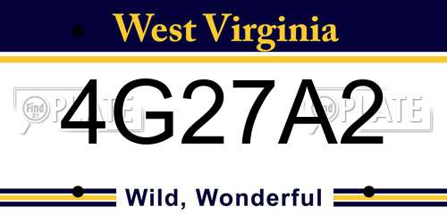 4G27A2 West Virginia License Plate