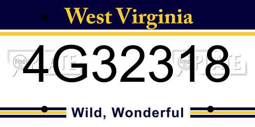 4G32318 West Virginia License Plate