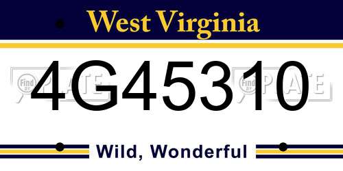 4G45310 West Virginia License Plate