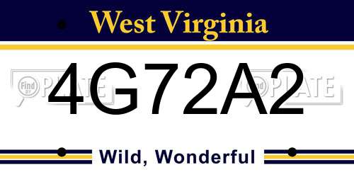 4G72A2 West Virginia License Plate