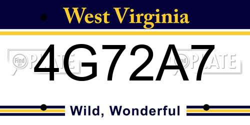 4G72A7 West Virginia License Plate