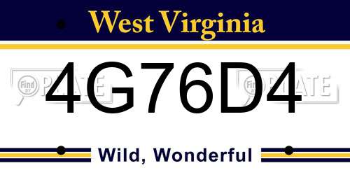 4G76D4 West Virginia License Plate