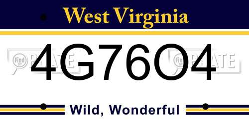 4G76O4 West Virginia License Plate