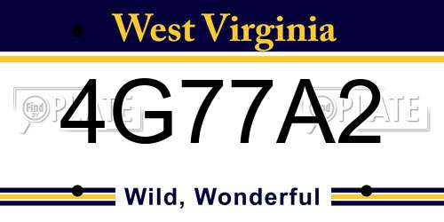 4G77A2 West Virginia License Plate