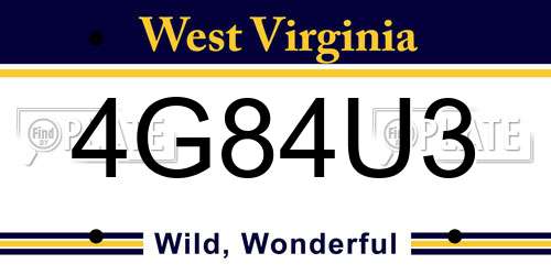 4G84U3 West Virginia License Plate