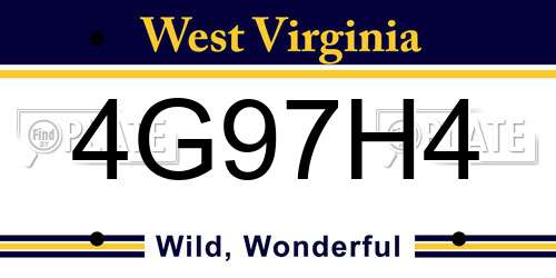 4G97H4 West Virginia License Plate