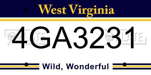 4GA3231 West Virginia License Plate