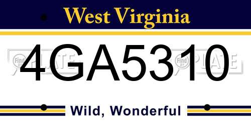 4GA5310 West Virginia License Plate