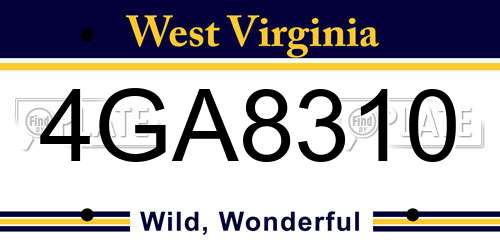 4GA8310 West Virginia License Plate