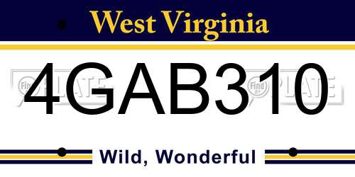 4GAB310 West Virginia License Plate