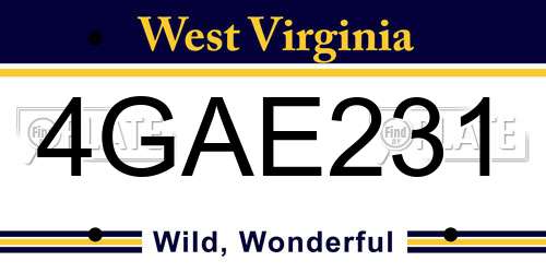 4GAE231 West Virginia License Plate