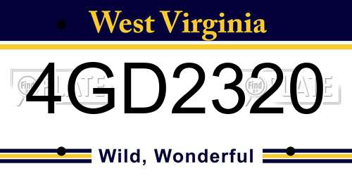 4GD2320 West Virginia License Plate