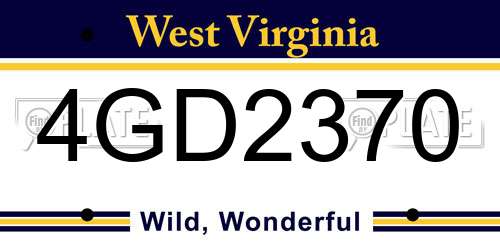 4GD2370 West Virginia License Plate