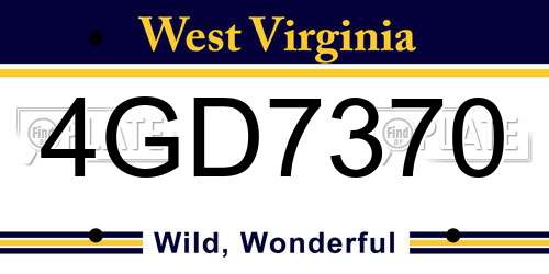 4GD7370 West Virginia License Plate