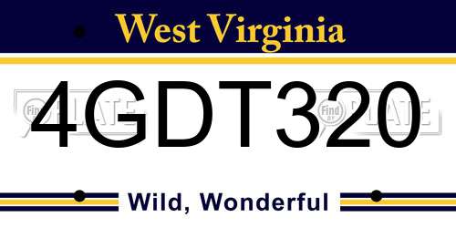 4GDT320 West Virginia License Plate