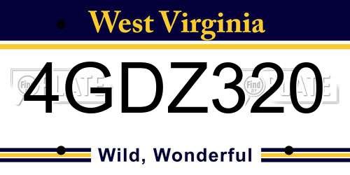 4GDZ320 West Virginia License Plate